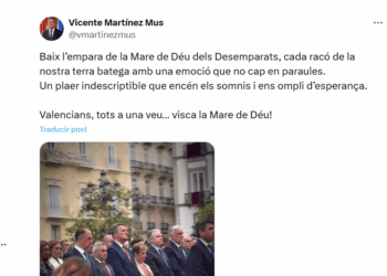 El tuit del Conseller Martinez Mus en perfecto catalán sobre la Virgen de «Desemparats»