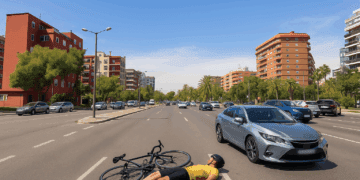 Un ciclista herido tras un accidente con un coche en la avenida del Cid