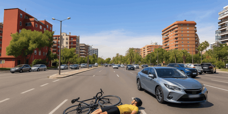 Un ciclista herido tras un accidente con un coche en la avenida del Cid 1 Un ciclista herido tras un accidente con un coche en la avenida del Cid