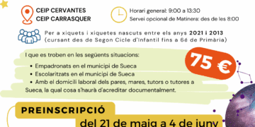 Sueca abre el plazo para inscribirse en la Escuela de Verano Municipal