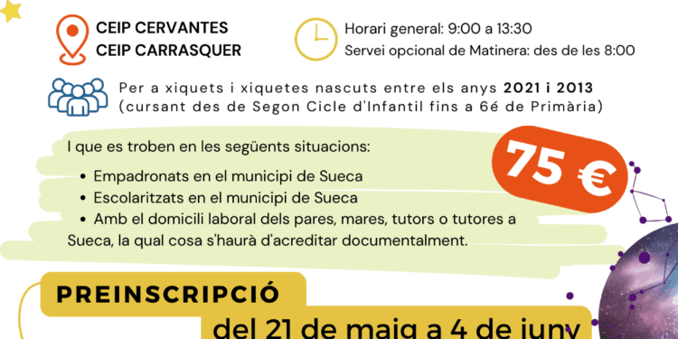 Sueca abre el plazo para inscribirse en la Escuela de Verano Municipal