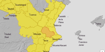 Alerta nivel naranja de 12 a 22 horas en el interior sur de Valencia por fuertes tormentas acompañadas de granizo