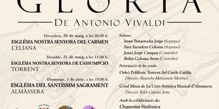 Un concierto extraodinario de música recorrerá Iglesias de La Eliana, Torrent y Almàssera 1 Un concierto extraodinario de música recorrerá Iglesias de La Eliana, Torrent y Almàssera