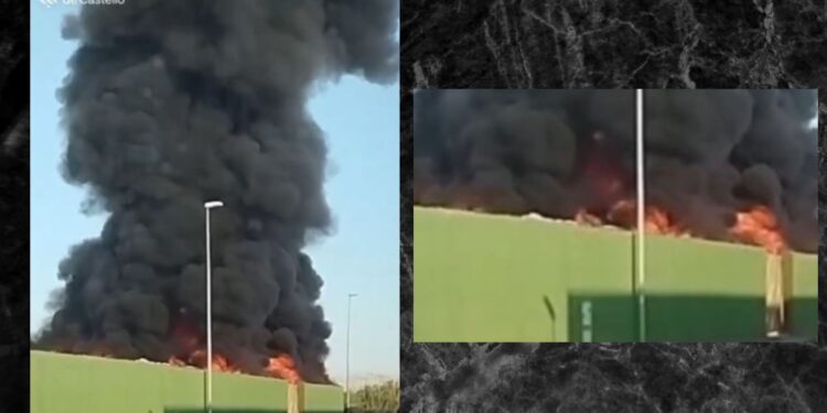 Un aparatoso incendio en Almassora moviliza a estas horas un amplio despliegue de emergencias