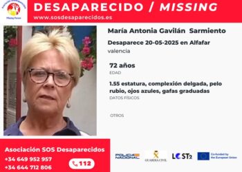 Desaparece mujer de 72 años en Alfafar, Valencia