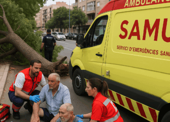 Dos heridos por la caída de un árbol en Tavernes Blanques: uno de ellos con traumatismo craneal