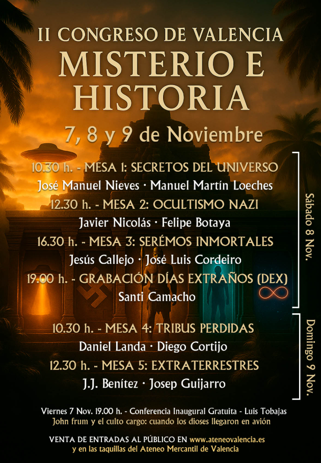 El II Congreso de Misterio e Historia llega al Ateneo Mercantil con los mejores expertos en enigmas aún por resolver 2 El II Congreso de Misterio e Historia llega al Ateneo Mercantil con los mejores expertos en enigmas aun por resolver
