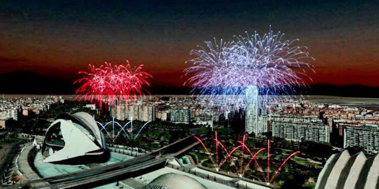 Pirotecnia Vulcano llevará este sábado el espectáculo de luces y sonido al entorno de la Ciutat de les Arts i les Ciències 1 Un espectáculo de drones y dos mascletaes en Valencia para celebrar el 9 d'Octubre