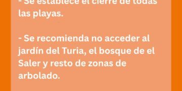 Valencia suspende preselecciones falleras, conciertos y todos los actos al aire libre hoy. Desaloja las playas
