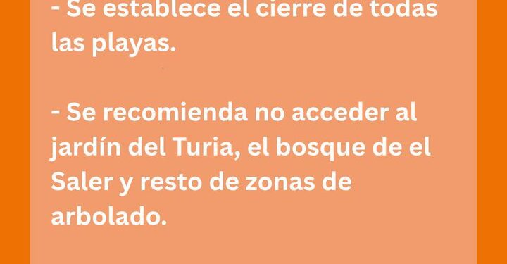 Valencia suspende preselecciones falleras, conciertos y todos los actos al aire libre hoy. Desaloja las playas