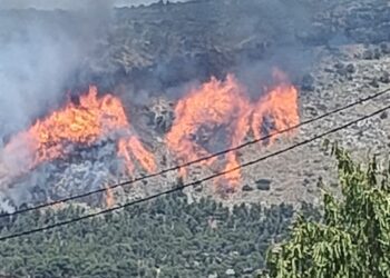 Incendio forestal en Ibi (Alicante), junto al paraje de la Font Roja y la Sierra Mariola