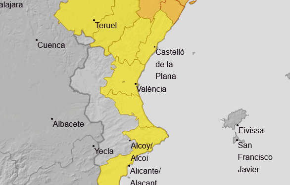 Avisos amarillos y alertas naranjas para esta tarde y mañana por lluvias intensas y tormentas