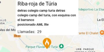 Localizado un incendio de cañar junto al instituto CEIP Camp de Túria de Ribarroja del Turia