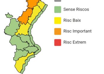 Avisos por lluvias y tormentas intensas hoy y mañana en la Comunitat Valenciana