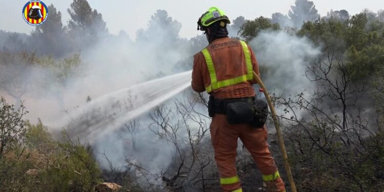 340 efectivos tratan de acabar con el Incendio Forestal de Teresa de Cofrentes en el que ya no hay llama