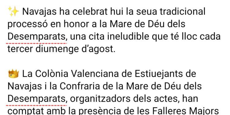 Lo Rat Penat deplora que la Junta Central Fallera catalanise el nom de la nostra Patrona