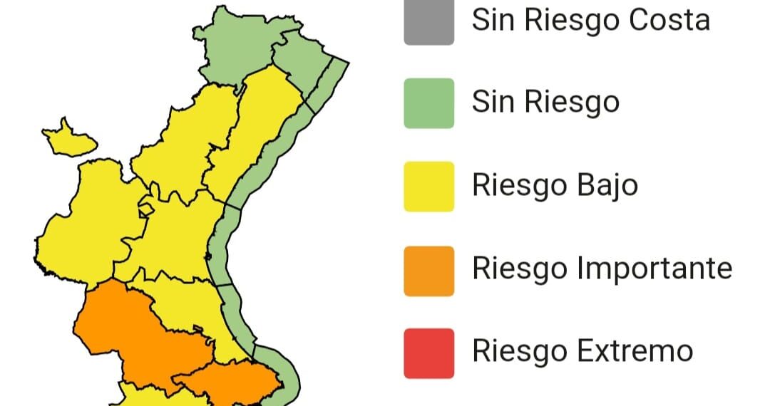 La Generalitat Valenciana eleva la alerta a naranja por fuertes lluvias y tormentas en algunas zonas