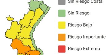 La Generalitat Valenciana eleva la alerta a naranja por fuertes lluvias y tormentas en algunas zonas