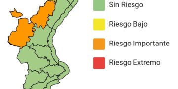 La GVA Emergencias eleva la alerta a naranja por fuertes lluvias y tormentas para esta tarde de viernes