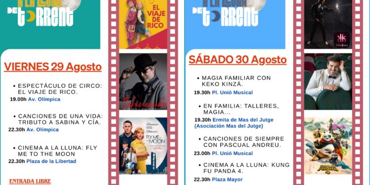 Torrent despide "A la Lluna de Torrent 2025" a lo grande con un fin de semana de circo, magia, música y cine
