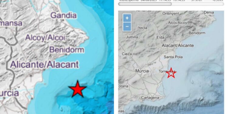 Dos terremotos esta tarde frente a la costa de Torrevieja 1 Dos terremotos esta tarde frente a la costa de Torrevieja