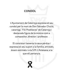 condolencias salvador chulia fallecimiento ayuntamiento catarroja