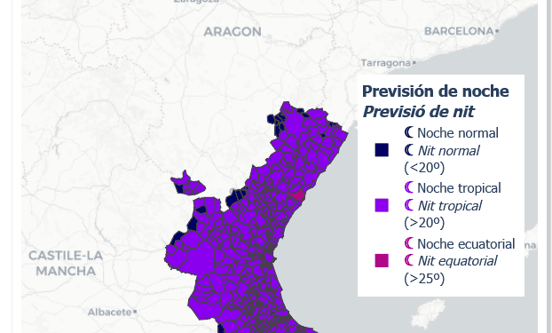 Noche tropical en gran parte del territorio valenciano