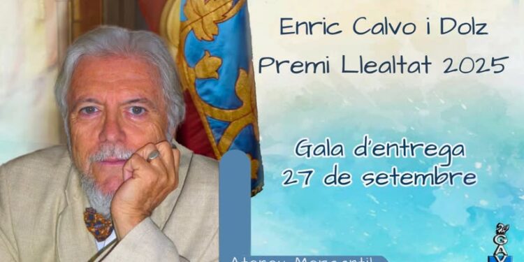 El 27 de Setembre el Grup d'Acció Valencianista entregarà el premi llealtat 2025 a Enric Calvo en l'Ateneu de Valéncia 1 El 27 de Setembre el Grup d'Acció Valencianista entregarà el premi llealtat 2025 a Enric Calvo en l'Ateneu de Valéncia