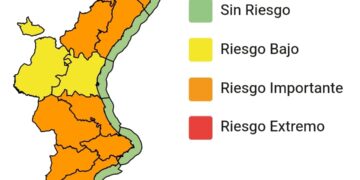 Ampliada la alerta por fuertes lluvias y tormentas para hoy y mañana en la Comunitat Valenciana