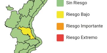 Aviso amarillo de lluvias esta madrugada en la costa sur de Valencia