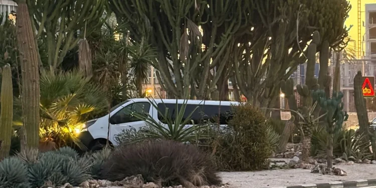 Una furgoneta termina incrustada en una rotonda de la avenida Tarongers de Valencia 1 Una furgoneta termina incrustada en una rotonda de la avenida Tarongers de Valencia