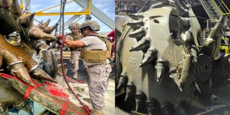 La Armada neutraliza una bomba de aviación “Legionaria” encontrada en el Puerto de Valencia 1 La Armada neutraliza una bomba de aviación “Legionaria” encontrada en el Puerto de Valencia