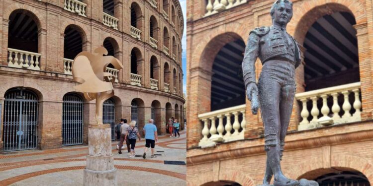 Reinstalan las esculturas dedicadas a los toreros Manolo Montoliu y Manuel Granero en su ubicación original de la calle Xàtiva