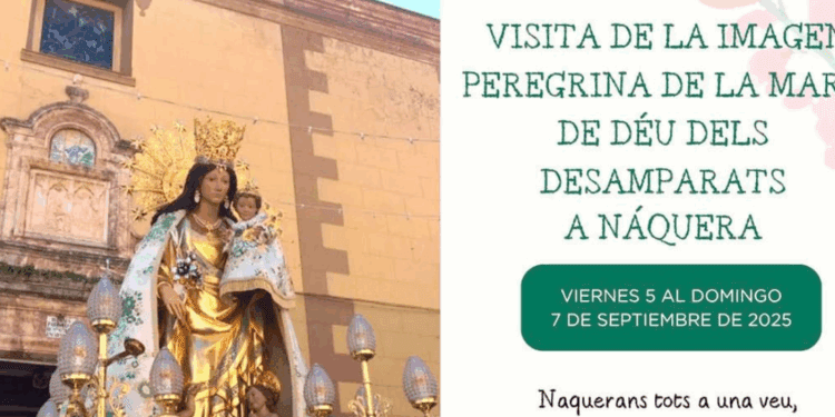 La imagen peregrina de la Virgen de los Desamparados visita este fin de semana Náquera