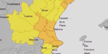AEMET avisa de riesgo importante de lluvias intensas en la CV para el domingo noche y lunes
