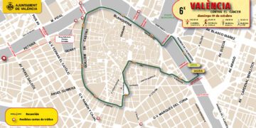 Qué calles que se cortan mañana en Valencia por la carrera solidaria Valencia Contra el Cáncer