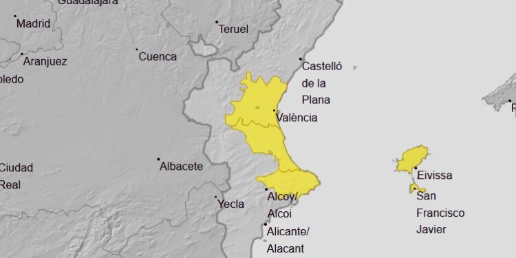 AEMET amplía los avisos amarillos por lluvias del miércoles 8 hasta las 12h del 9 d'Octubre 1 AEMET amplía los avisos amarillos por lluvias del miércoles 8 hasta las 12h del 9 d'Octubre