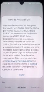 Segundo mensaje de ES-Alert por la alerta roja