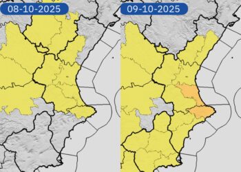 AEMET activa el aviso naranja para el 9 d'Octubre por lluvias