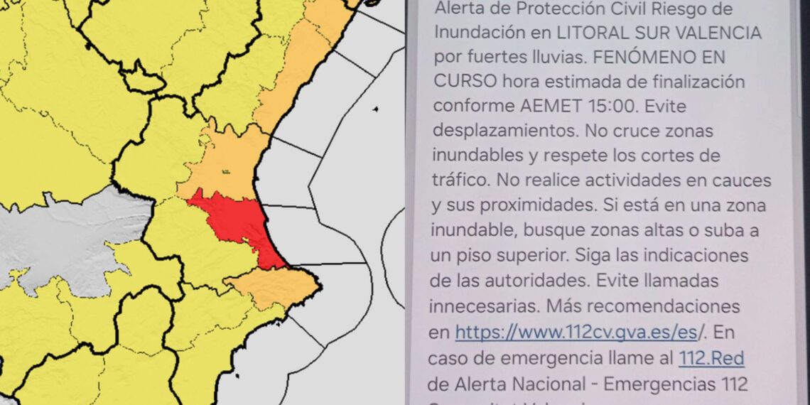 ALERTA ROJA de protección civil a toda la zona sur de la costa de Valencia