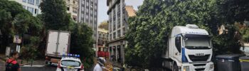 Cae un ficus sobre un camión en la Calle Pintor Sorolla en Valencia que obliga a cortar la via a la circulación