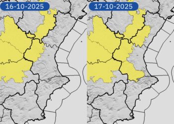 AEMET activa nuevos avisos amarillos por tormentas en el interior de la Comunitat Valenciana