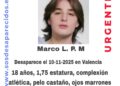 Joven de 18 años desaparecido en Valéncia: piden ayuda