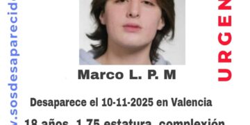 Joven de 18 años desaparecido en Valéncia: piden ayuda