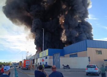 Gran columna de humo en la Malvarrosa y Patacona por un espectacular incendio industrial en Alboraya 14 Gran columna de humo en la Malvarrosa y Patacona por un espectacular incendio industrial en Alboraya