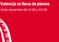 Valencia convierte ocho plazas en escenario musical con “Tu ciudad se llena de pianos”
