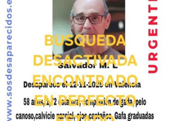 Salvador ha aparecido tras 8 días de búsqueda por desaparición por varios barrios de Valéncia 14 Salvador ha aparecido tras 8 días de búsqueda por desaparición por varios barrios de Valéncia