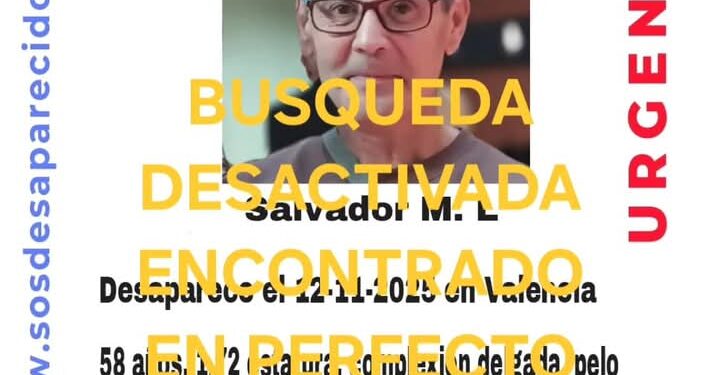 Salvador ha aparecido tras 8 días de búsqueda por desaparición por varios barrios de Valéncia