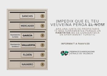 Campaña de la Federación Vecinal de Valencia contra los pisos turísticos: "Impide que tu vecina/o pierda el nombre"