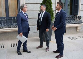 Vox exige al PP medidas contra la inmigración y frenar el pacto verde europeo para pactar el relevo de Mazón 14 el presidente del pp alberto nunez feijoo i conversa con el presidente de vox santiago abascal c a s da39